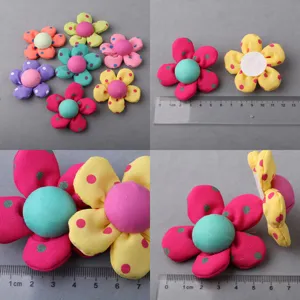DIY fabric flower accessories colorful polka dot handmade brooch hair decor material