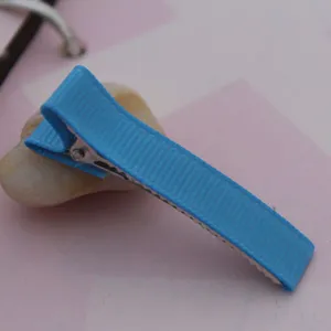 Blaues stoffbezogenes Haarclip 5cm Krokodil Haarzubehoer DIY Handarbeit Bastelbedarf