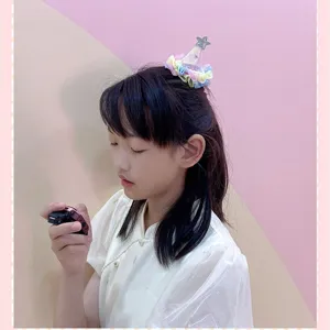 Children colorful crown hair clip cute birthday hat hair accessory for sweet girls daily wear