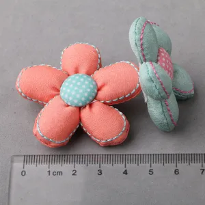 DIY handmade fabric flower accessories, cute polka dot design, craft hair clip decor items.