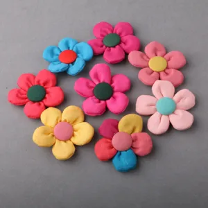Colorful fabric flower DIY accessories, five-petal cloth appliques for handmade decors.