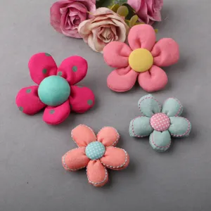 Handmade Fabric Flower Craft Appliques Polka Dot Textile Flower Headpiece Materials For DIY Hair Accessories Clothing Decoration Patches