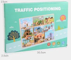 Giocattolo labirinto di posizionamento traffico in legno per bambini, gioco educativo.