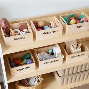 Wooden Pretend Play Kitchen Cutting Fruit And Vegetable Food Toy Set Kids Cooking Educational Birthday Gift Box