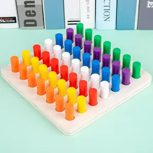 Montessori wooden color peg board sorting toy for kids early education and color cognition