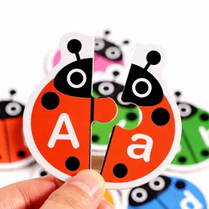 Alphabet matching puzzle toy for kids, early learning educational game, cute ladybug.