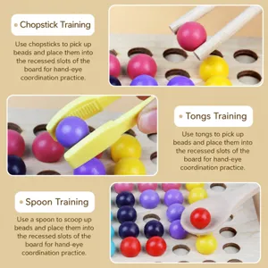 Wooden bead clipping training toy for kids early education hand eye coordination skill game.