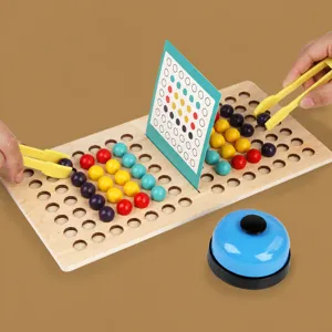 Wooden bead clip game double battle parent-child interactive educational toy for kids