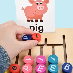 Montessori wooden letter maze toy for kids, early learning alphabet spelling game.