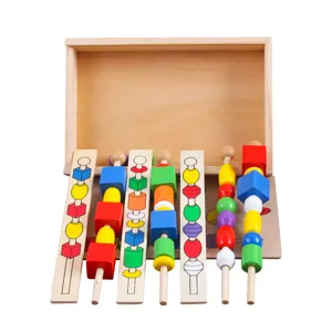 Wooden educational bead sorting puzzle toy for kids early learning intelligence development