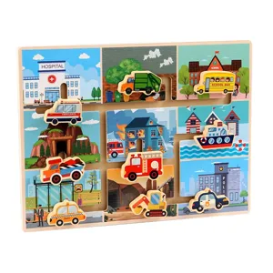 Giocattolo puzzle labirinto traffico in legno per bambini educazione precoce cognitiva