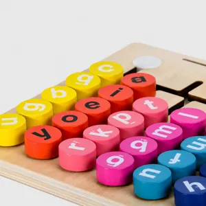 Montessori wooden alphabet maze toy for kids early education and English learning.
