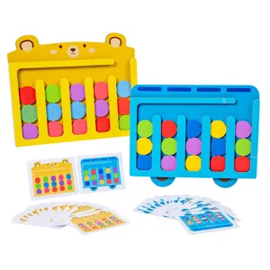 Wooden double-sided logical thinking game toy for kids, four-color matching puzzle board.