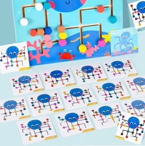 Wooden octopus maze puzzle toy for kids early educational logical thinking training game set.