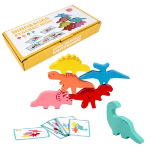 Gioco di Impilamento di Blocchi di Costruzione dell'Equilibrio del Dinosauro di Legno Giocattolo Montessori Educativo