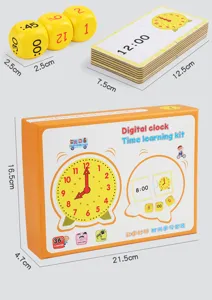 Wooden digital clock time learning kit, early education cognitive puzzle toy for kids.