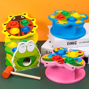 Kids Wooden Animal Pounding Bench Toy Early Education Hammering Peg Toy Hand Eye Coordination Montessori Toy Gift