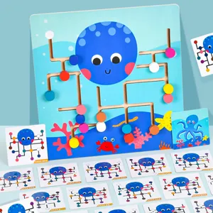 Wooden Octopus Maze Logic Training Toy Kids Early Education Educational Puzzle Game Children Brain Development Gift