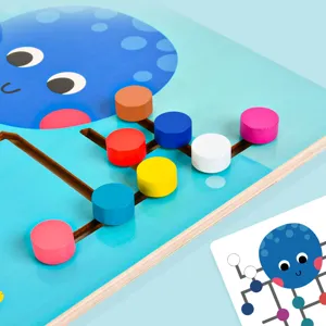 Wooden octopus maze puzzle toy for kids, early education logic training color matching game.