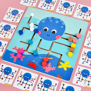 Wooden octopus maze logic game for kids, early education brain teaser puzzle toys.
