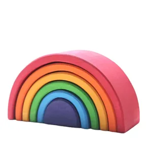 Giocattolo impilabile arcobaleno in legno per bambini colori forme educazione