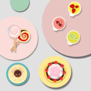 Wooden pretend play kitchen food toys set, kids educational dessert and sweet breakfast playthings.