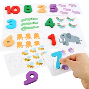 Wooden number cognitive matching cards early education montessori toy for kids learning