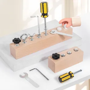 Montessori Wooden Screwing Nut Workbench Toy Early Education Learning Toy Hand Eye Coordination Skill Training For Kids