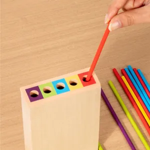 Kids wooden educational balance stick toy early learning color matching concentration game