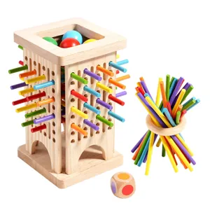 Wooden balance stick game toy for kids, interactive wooden tower educational toy set.