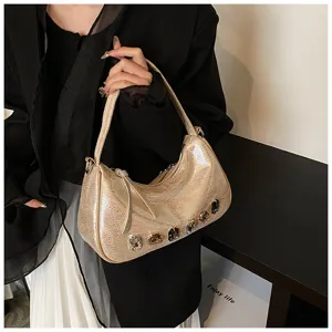Glänzende Strass Achsel Schultertasche für Damen, trendige Hobo Tasche für Alltag.