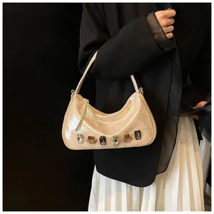 Schicke Strass-Umhängetasche für Damen, modische Achseltasche mit glitzernden Kristallen.