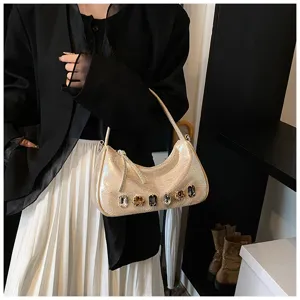 Schicke glitzernde Schulter-Achseltasche für Damen, trendige Pendlerhandtasche mit Strass.