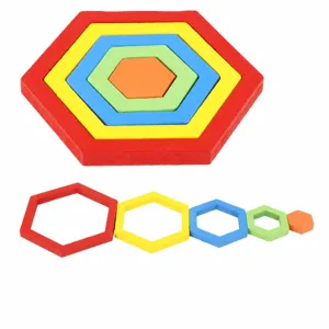 Jouet de puzzle de tri de formes géométriques en bois, blocs empilables colorés