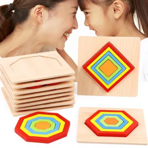 Jouet de puzzle de tri de formes géométriques en bois pour enfants, blocs colorés d'apprentissage.