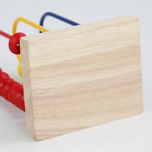 Wooden bead maze counting toy for kids educational math learning, natural wood base with colorful beads.