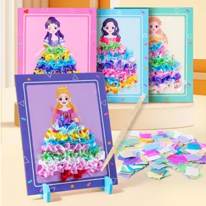 Kids DIY Poking Embroidery Princess Dress Up Art Craft Kit Creative Handmade Educational Toy Colorful Fabric Board