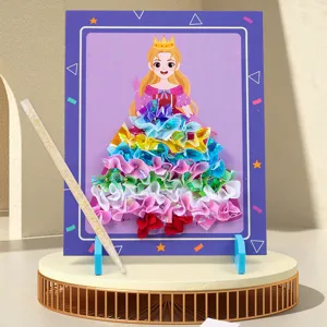 Kids DIY princess dress up art craft toy handmade poke painting creative desktop decor set