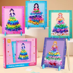 Kids DIY Poke Embroidery Princess Dress-Up Art Craft Kit Toy Set for Creative Girls