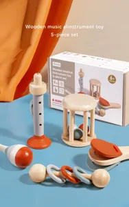 Wooden musical instrument toy set for babies early education wood toys 5-piece set