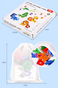 Educational wooden letter matching card set for early childhood learning and spelling puzzle.