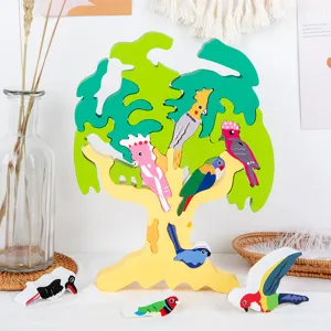 Kids Wooden 3D Stereoscopic Bird Tree Puzzle Building Blocks Educational Early Learning Toy Creative Assembly Play Set