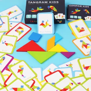 Bambini Legno Tangram Puzzle Giocattolo Educativo Blocchi di Forme Geometriche Colorate Apprendimento Precoce Gioco