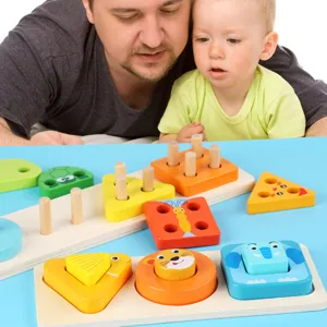 Jouet d'éveil bébé en bois trieur de formes géométriques empilage apprentissage précoce