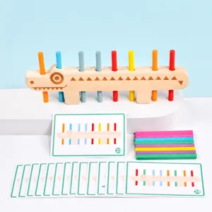 Jeu de Correspondance de Bâton de Crocodile en Bois Montessori Jouets de Puzzle Éducatifs Proces pour Enfants Tri des Couleurs Motricité Fine