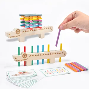 Jeu Éducatif en Bois Montessori Équilibre Crocodile pour Enfants Vue Principale de l'Article