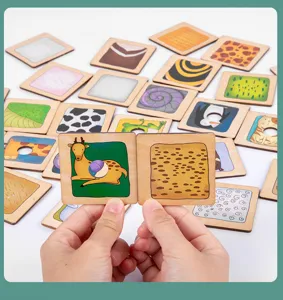 Niños madera animal patrón juego de rompecabezas educativo juguete para aprendizaje.