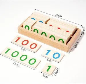 Montessori wooden number cards set math educational toys for kids early learning.