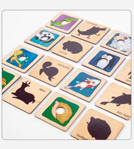 Rompecabezas de coincidencia de sombras de madera para niños, juguete educativo de animales.