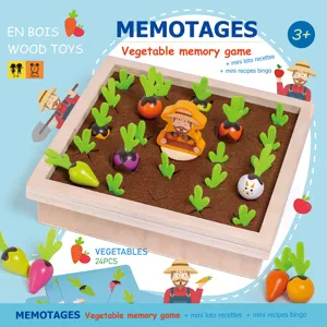 Gioco di memoria di verdure in legno per bambini, gioco da tavolo di carote, giocattolo educativo.